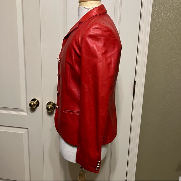 RALPH LAUREN Leather Jacket ITALY Black Label - Sz 8 RED Very Nice! - Picture 5 of 16